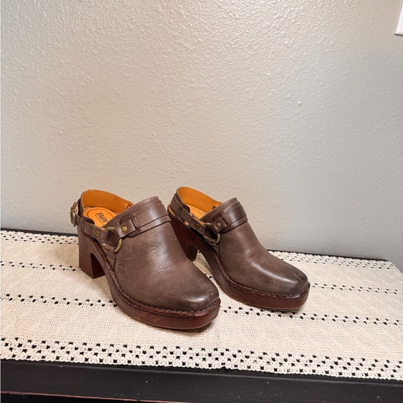 Born Hudson Sling Back Brown Leather Women's Mules - Picture 2 of 8